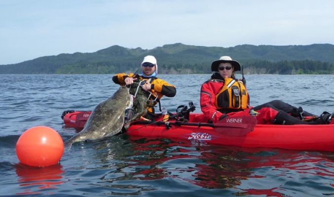 kayak fishing for Halibut in Alaska