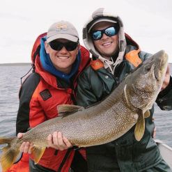 Giant lake trout fishing a remote, virgin fishery in the Northwest Territories.