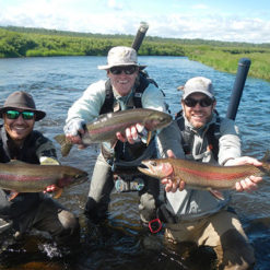 We believe the Ozernaya is the crown jewel of Kamchatka; it has been called the greatest trout stream of all time. It’s a huge spring creek over 120 miles long, running directly into the Bering Sea. It receives huge runs of salmon, and an unbelievable number of large rainbow trout averaging well over 20 inches.