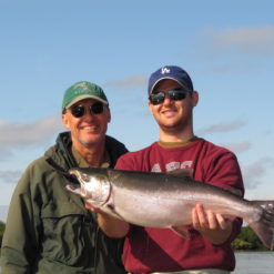 Fly fishermen use either 8 or 9 weight rods and the spin fishermen use a rod with a strong butt section and a flexible tip to aid in casting.
