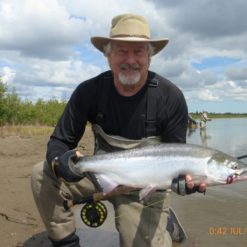 The sockeye run on the Alagnak starts about July 4th, peaks about July 12th through July 20th then tapers off the rest of July.